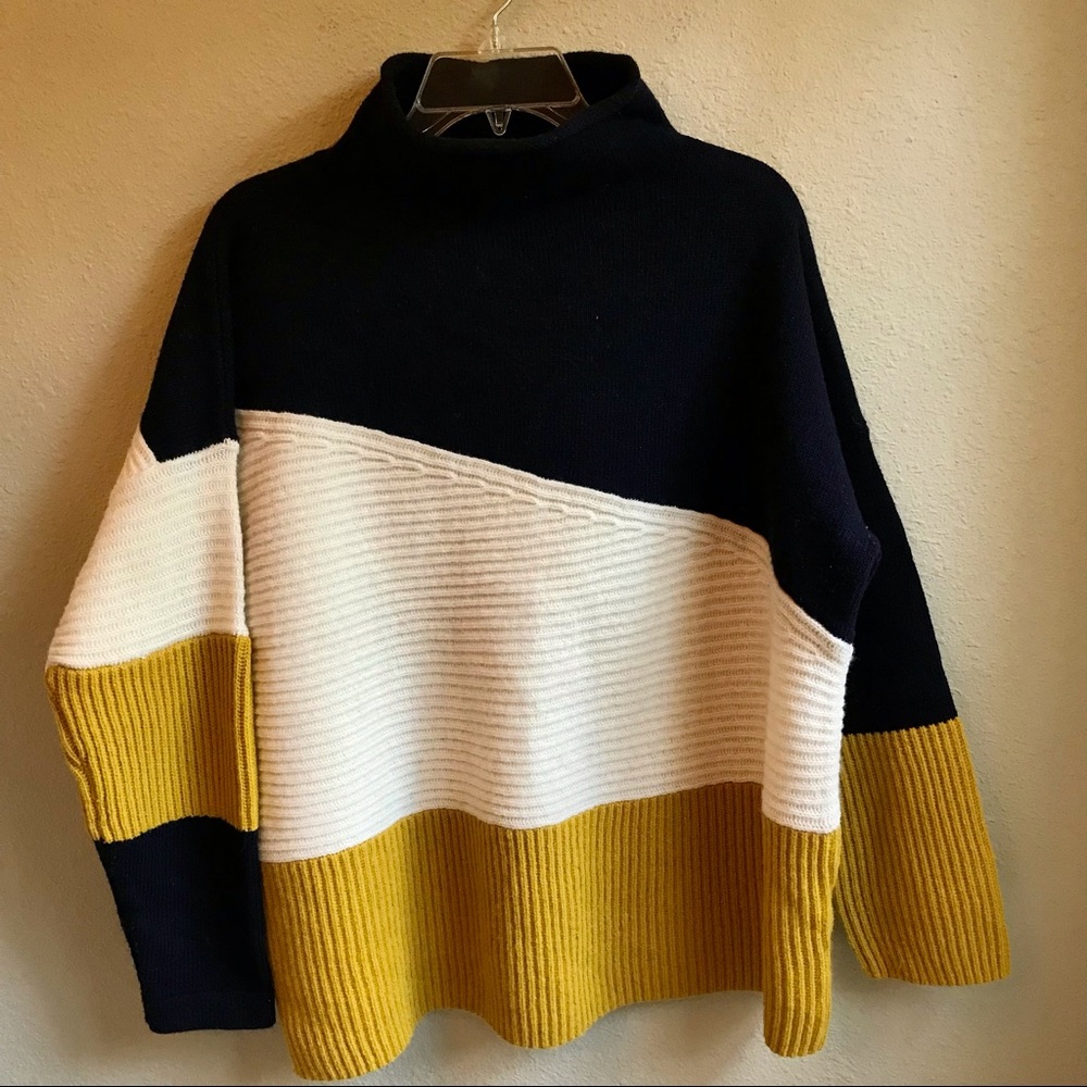 French Connection Wool Colorblock Sweater L